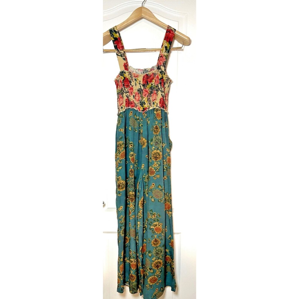 Natural Life NEW! floral tank smocked palazzo wide leg jumpsuit summer Medium - Picture 2 of 10